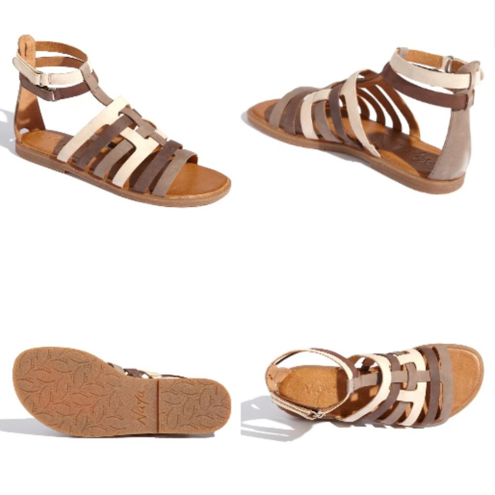 Anthro Open toe Gladiator fisherman sandal Leather upper&Lining 7.5 Peasant Boho
